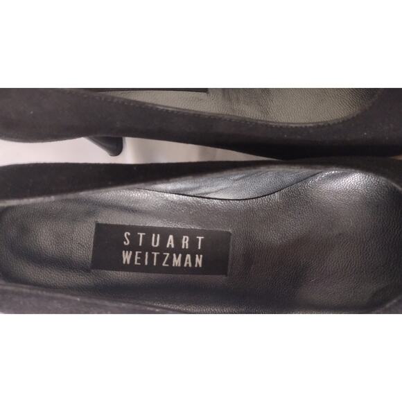 Stuart Weitzman Shoes Womens Size 6.5B Black Suede Pump Square Toe 2.5in Heel - Picture 4 of 9